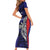 Personalised PNG Central Province Short Sleeve Bodycon Dress Bird of Paradise Tattoo Flag Motif - Polynesian Pride