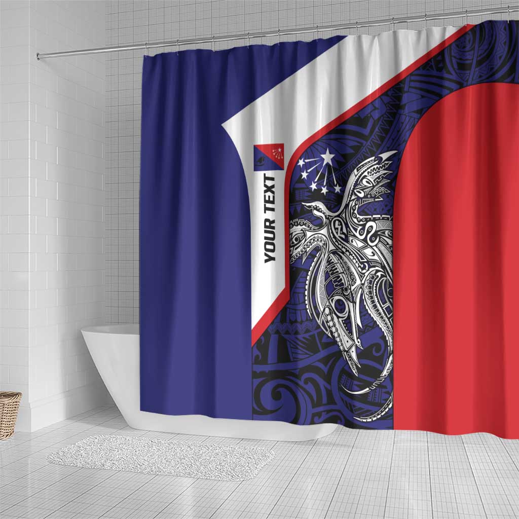 Personalised PNG Central Province Shower Curtain Bird of Paradise Tattoo Flag Motif - Polynesian Pride