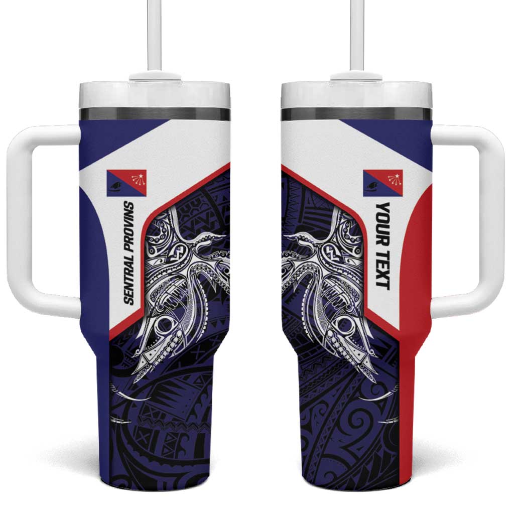 Personalised PNG Central Province Tumbler With Handle Bird of Paradise Tattoo Flag Motif - Polynesian Pride