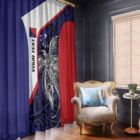 Personalised PNG Central Province Window Curtain Bird of Paradise Tattoo Flag Motif - Polynesian Pride