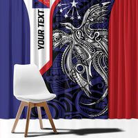 Personalised PNG Central Province Window Curtain Bird of Paradise Tattoo Flag Motif - Polynesian Pride