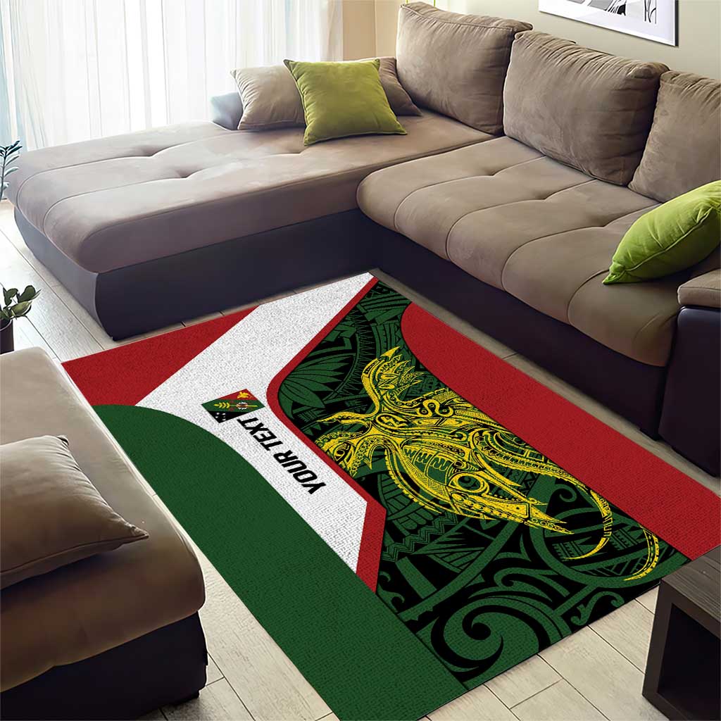 Personalised PNG Chimbu Province Area Rug Bird of Paradise Tattoo Flag Motif - Polynesian Pride