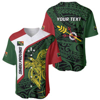 Personalised PNG Chimbu Province Baseball Jersey Bird of Paradise Tattoo Flag Motif - Polynesian Pride