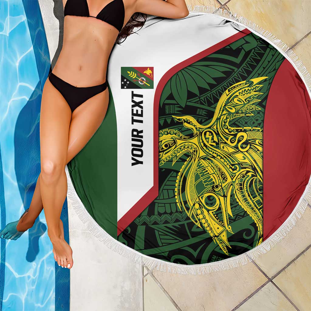 Personalised PNG Chimbu Province Beach Blanket Bird of Paradise Tattoo Flag Motif - Polynesian Pride