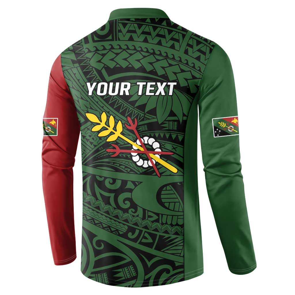 Personalised PNG Chimbu Province Button Sweatshirt Bird of Paradise Tattoo Flag Motif - Polynesian Pride