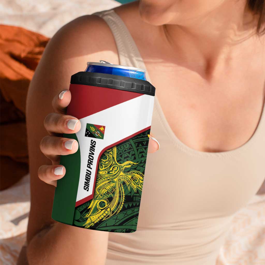 Personalised PNG Chimbu Province 4 in 1 Can Cooler Tumbler Bird of Paradise Tattoo Flag Motif - Polynesian Pride