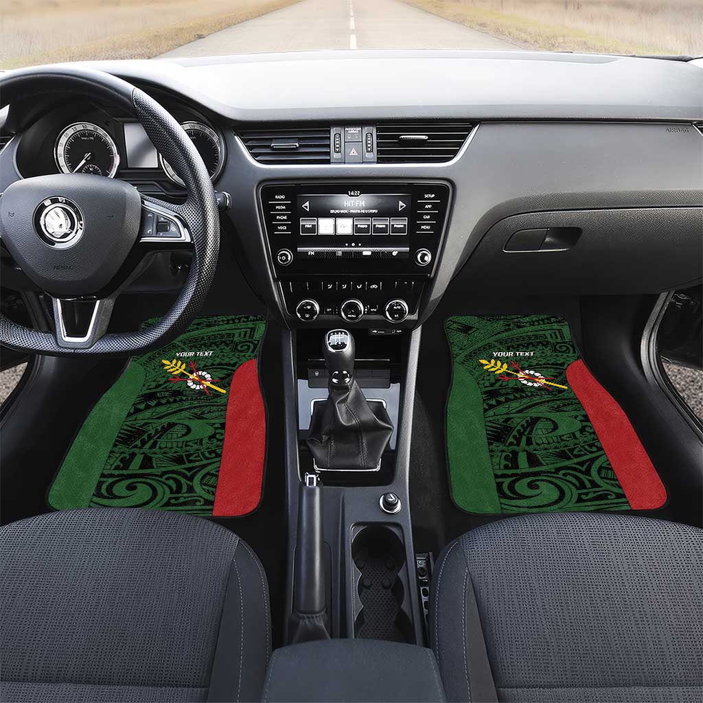 Personalised PNG Chimbu Province Car Mats Bird of Paradise Tattoo Flag Motif - Polynesian Pride