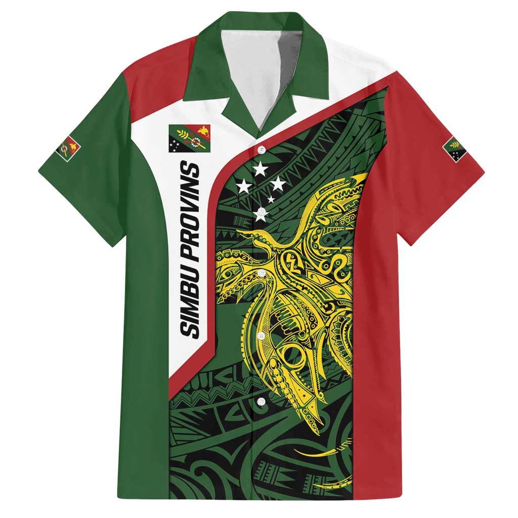 Personalised PNG Chimbu Province Family Matching Off Shoulder Short Dress and Hawaiian Shirt Bird of Paradise Tattoo Flag Motif LT9 Dad's Shirt - Short Sleeve Red - Polynesian Pride