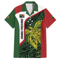 Personalised PNG Chimbu Province Family Matching Off Shoulder Short Dress and Hawaiian Shirt Bird of Paradise Tattoo Flag Motif LT9 Dad's Shirt - Short Sleeve Red - Polynesian Pride