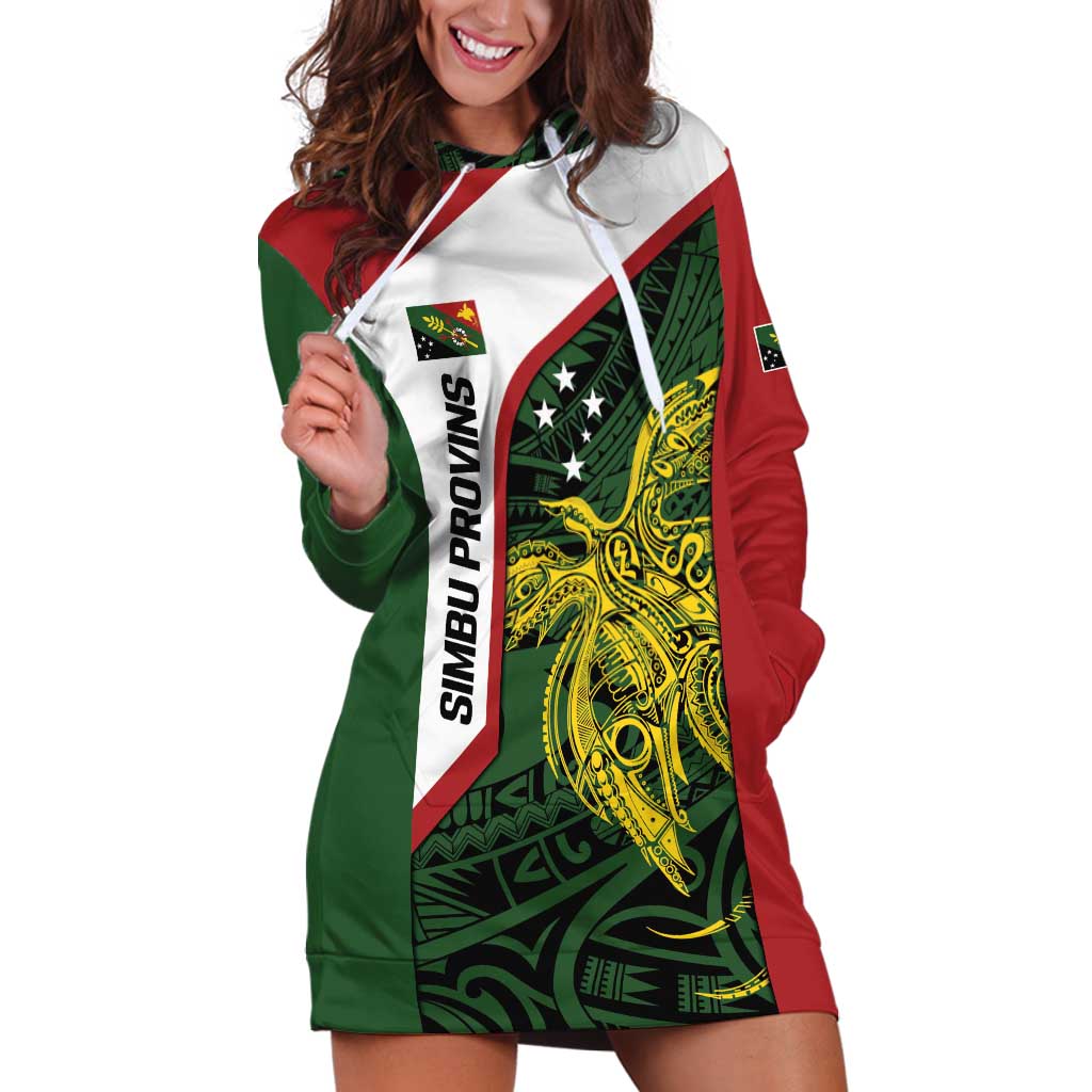 Personalised PNG Chimbu Province Hoodie Dress Bird of Paradise Tattoo Flag Motif - Polynesian Pride