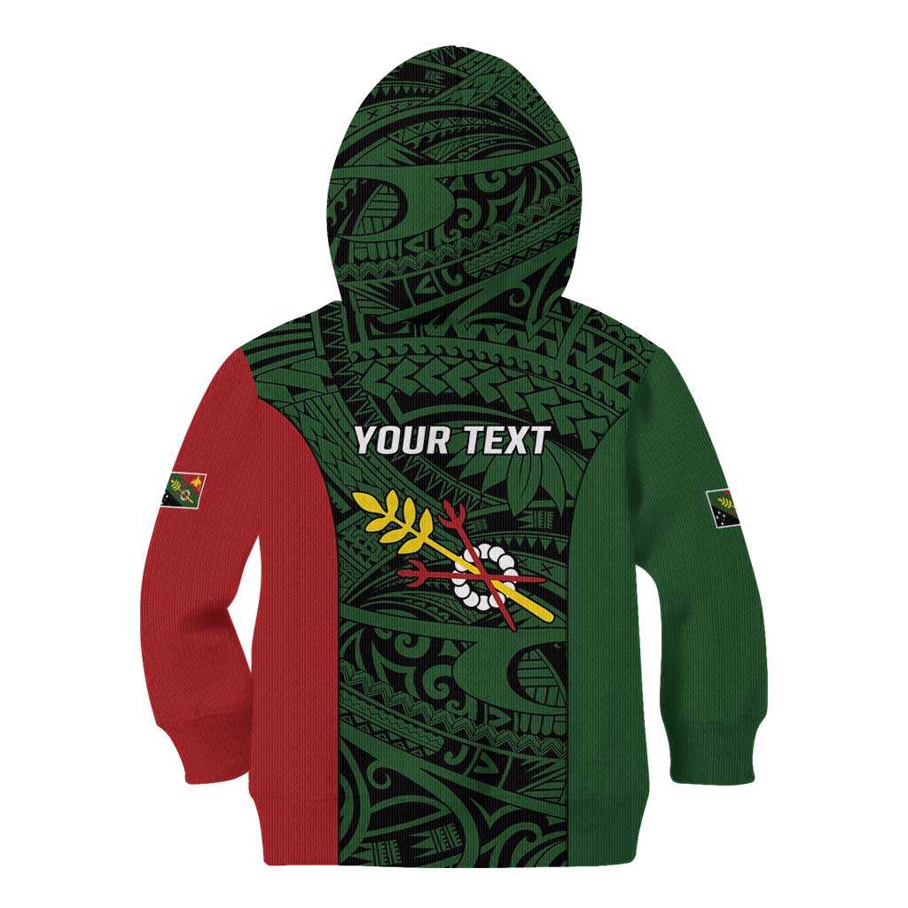 Personalised PNG Chimbu Province Kid Hoodie Bird of Paradise Tattoo Flag Motif - Polynesian Pride