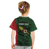 Personalised PNG Chimbu Province Kid T Shirt Bird of Paradise Tattoo Flag Motif - Polynesian Pride
