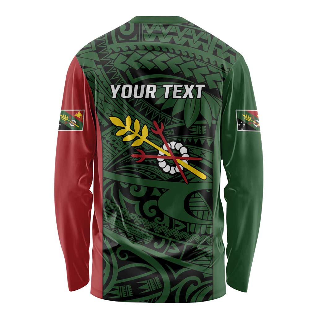 Personalised PNG Chimbu Province Long Sleeve Shirt Bird of Paradise Tattoo Flag Motif - Polynesian Pride