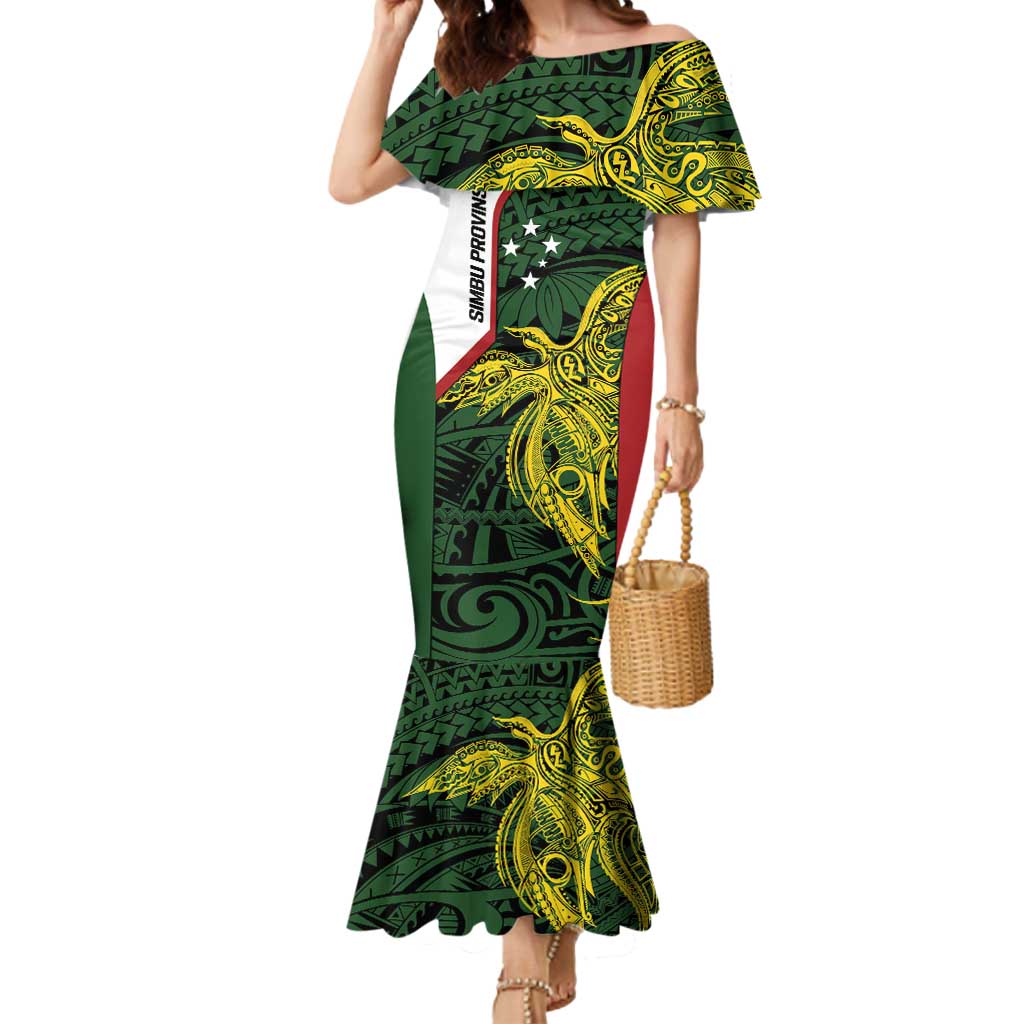 Personalised PNG Chimbu Province Mermaid Dress Bird of Paradise Tattoo Flag Motif - Polynesian Pride