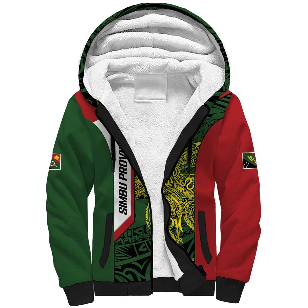 Personalised PNG Chimbu Province Sherpa Hoodie Bird of Paradise Tattoo Flag Motif - Polynesian Pride