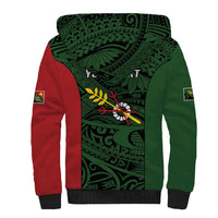 Personalised PNG Chimbu Province Sherpa Hoodie Bird of Paradise Tattoo Flag Motif - Polynesian Pride
