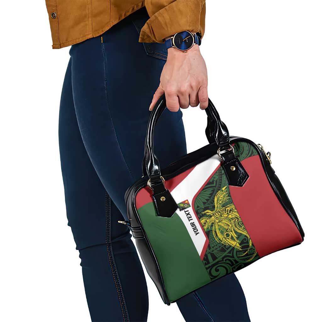 Personalised PNG Chimbu Province Shoulder Handbag Bird of Paradise Tattoo Flag Motif - Polynesian Pride