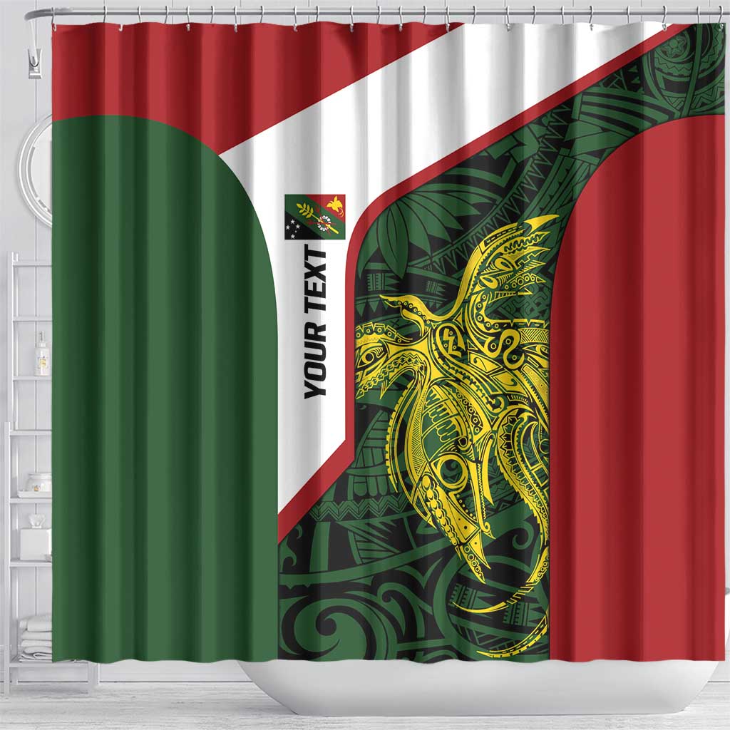 Personalised PNG Chimbu Province Shower Curtain Bird of Paradise Tattoo Flag Motif - Polynesian Pride
