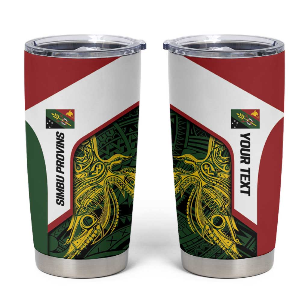Personalised PNG Chimbu Province Tumbler Cup Bird of Paradise Tattoo Flag Motif - Polynesian Pride