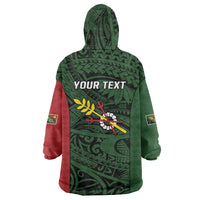 Personalised PNG Chimbu Province Wearable Blanket Hoodie Bird of Paradise Tattoo Flag Motif - Polynesian Pride