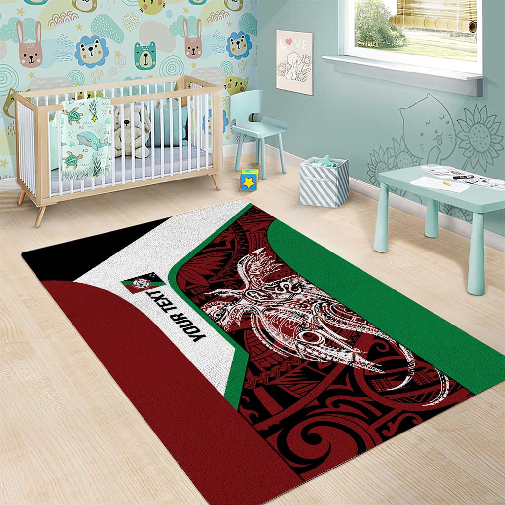 Personalised PNG East New Britain Province Area Rug Bird of Paradise Tattoo Flag Motif - Polynesian Pride