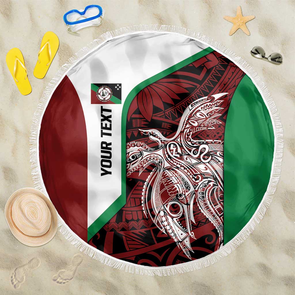 Personalised PNG East New Britain Province Beach Blanket Bird of Paradise Tattoo Flag Motif - Polynesian Pride