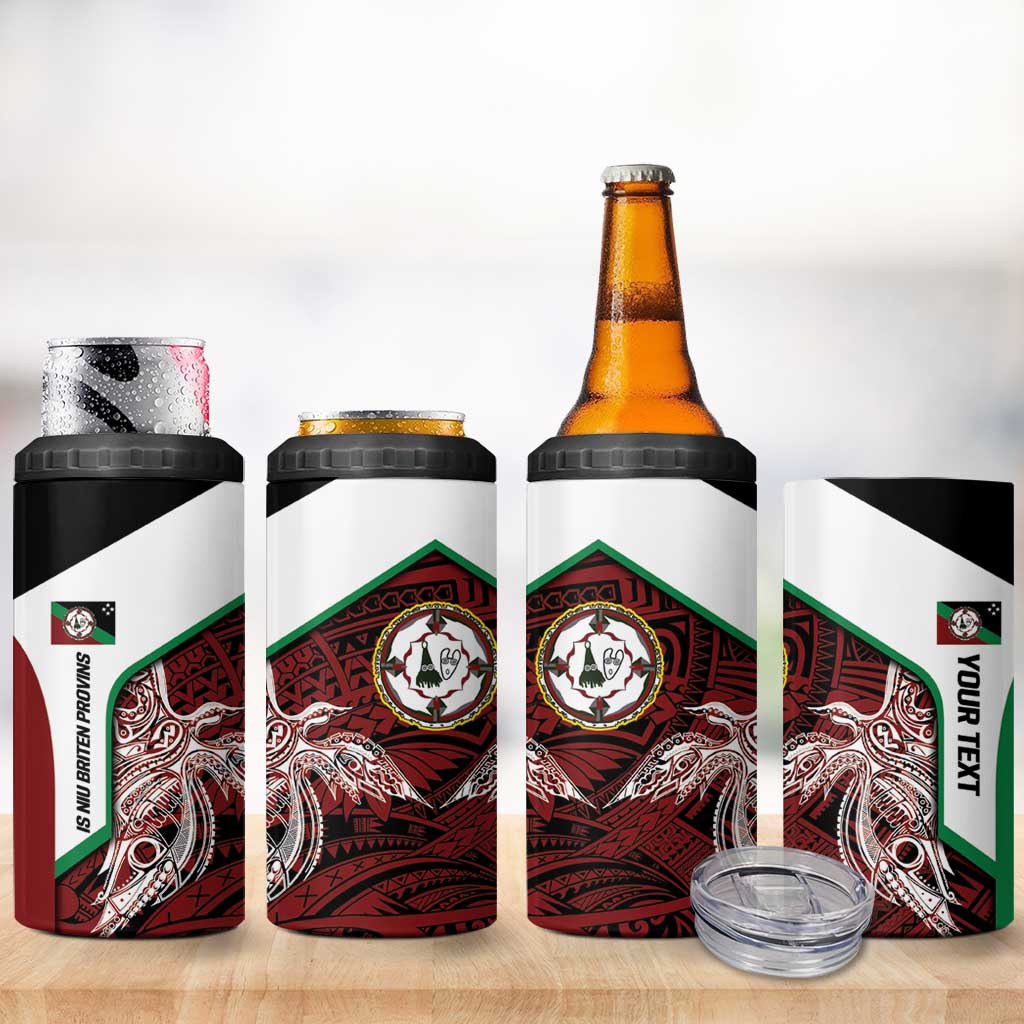 Personalised PNG East New Britain Province 4 in 1 Can Cooler Tumbler Bird of Paradise Tattoo Flag Motif - Polynesian Pride