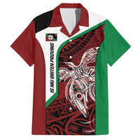 Personalised PNG East New Britain Province Family Matching Off The Shoulder Long Sleeve Dress and Hawaiian Shirt Bird of Paradise Tattoo Flag Motif - Polynesian Pride