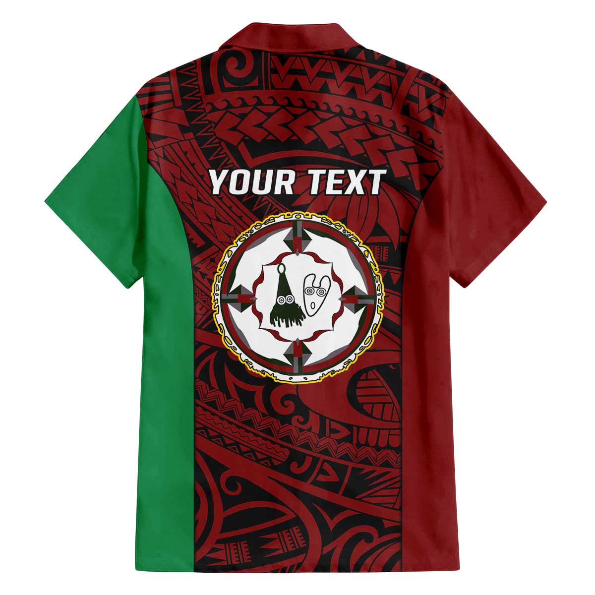 Personalised PNG East New Britain Province Family Matching Off The Shoulder Long Sleeve Dress and Hawaiian Shirt Bird of Paradise Tattoo Flag Motif - Polynesian Pride