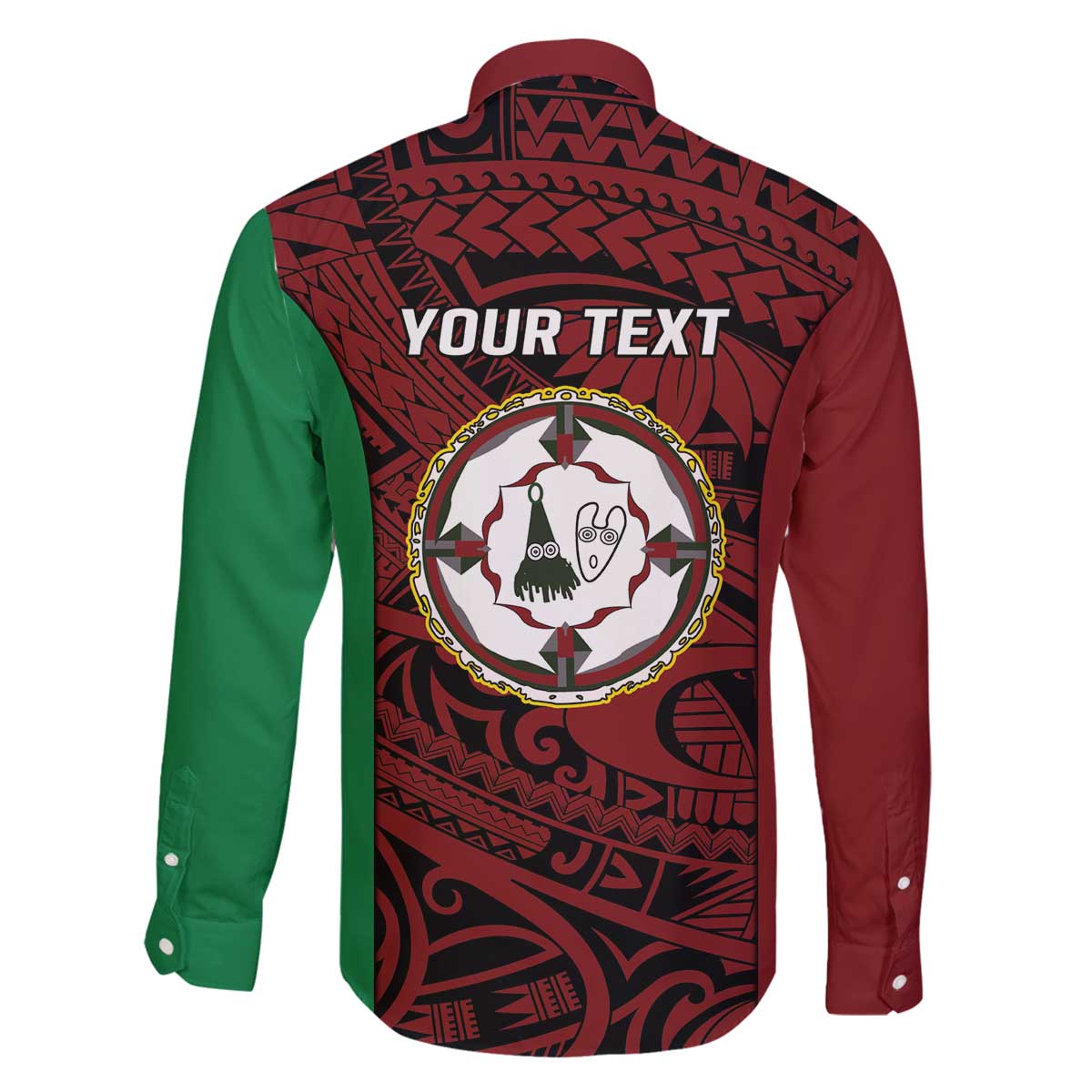 Personalised PNG East New Britain Province Family Matching Off The Shoulder Long Sleeve Dress and Hawaiian Shirt Bird of Paradise Tattoo Flag Motif - Polynesian Pride