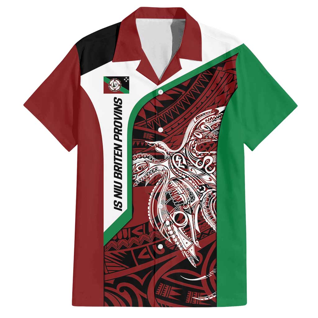 Personalised PNG East New Britain Province Family Matching Off Shoulder Short Dress and Hawaiian Shirt Bird of Paradise Tattoo Flag Motif LT9 Dad's Shirt - Short Sleeve Green - Polynesian Pride