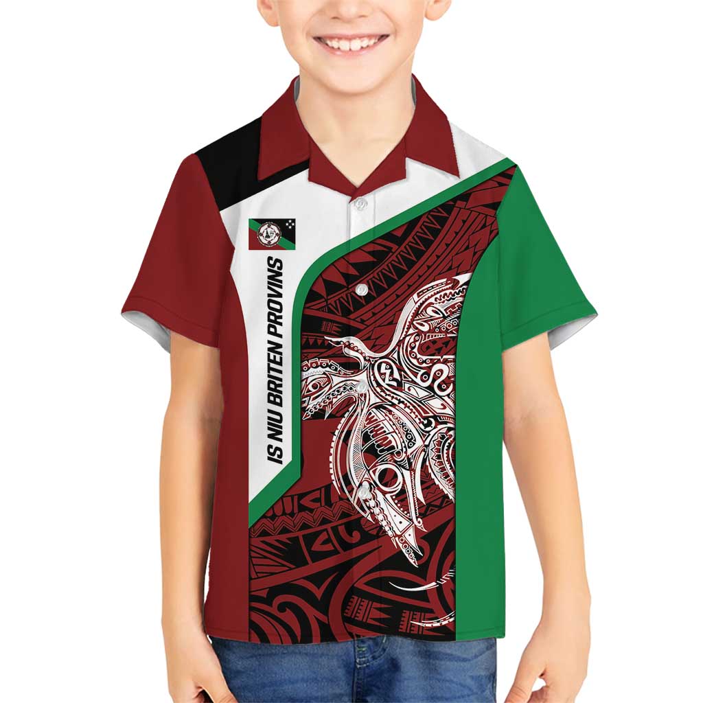 Personalised PNG East New Britain Province Family Matching Summer Maxi Dress and Hawaiian Shirt Bird of Paradise Tattoo Flag Motif LT9 Son's Shirt Green - Polynesian Pride