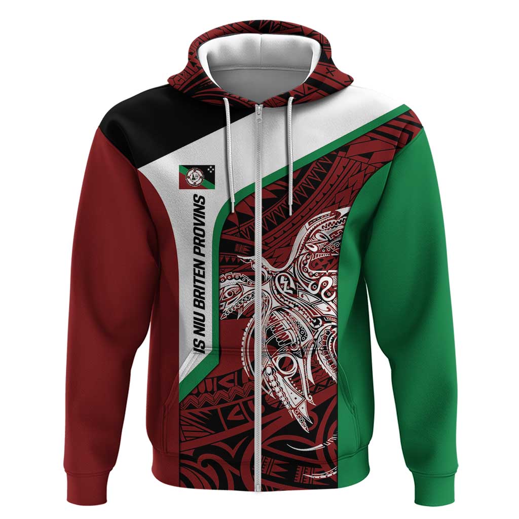 Personalised PNG East New Britain Province Hoodie Bird of Paradise Tattoo Flag Motif - Polynesian Pride