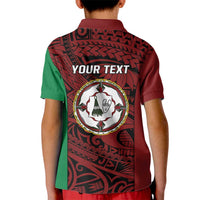 Personalised PNG East New Britain Province Kid Polo Shirt Bird of Paradise Tattoo Flag Motif - Polynesian Pride
