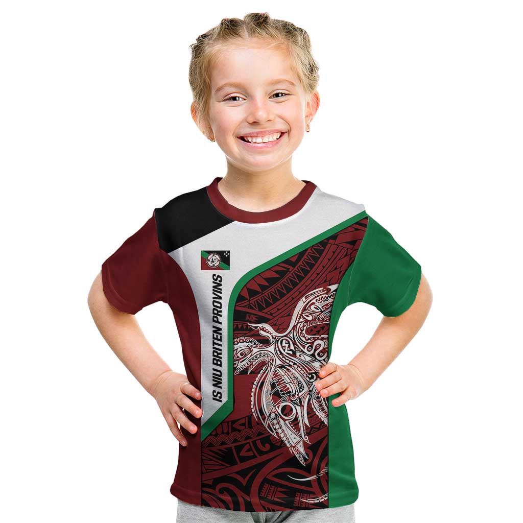 Personalised PNG East New Britain Province Kid T Shirt Bird of Paradise Tattoo Flag Motif - Polynesian Pride