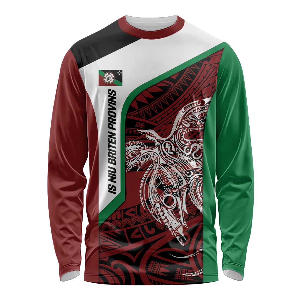 Personalised PNG East New Britain Province Long Sleeve Shirt Bird of Paradise Tattoo Flag Motif - Polynesian Pride