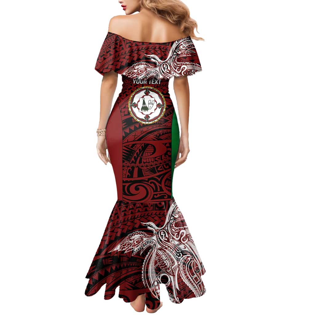 Personalised PNG East New Britain Province Mermaid Dress Bird of Paradise Tattoo Flag Motif - Polynesian Pride