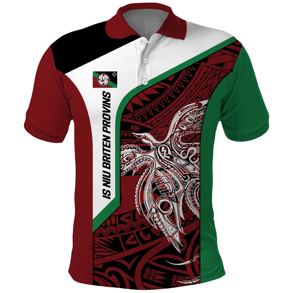 Personalised PNG East New Britain Province Polo Shirt Bird of Paradise Tattoo Flag Motif - Polynesian Pride