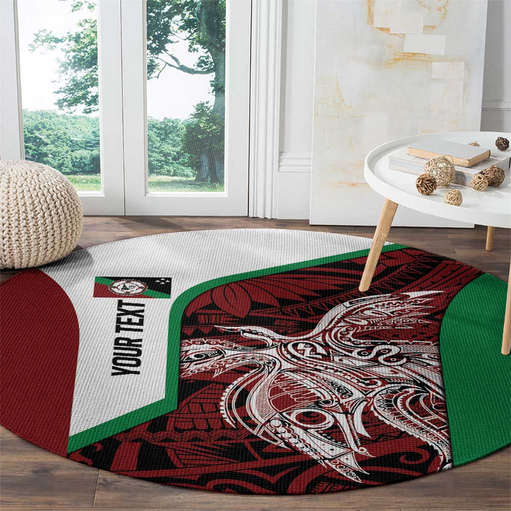 Personalised PNG East New Britain Province Round Carpet Bird of Paradise Tattoo Flag Motif - Polynesian Pride