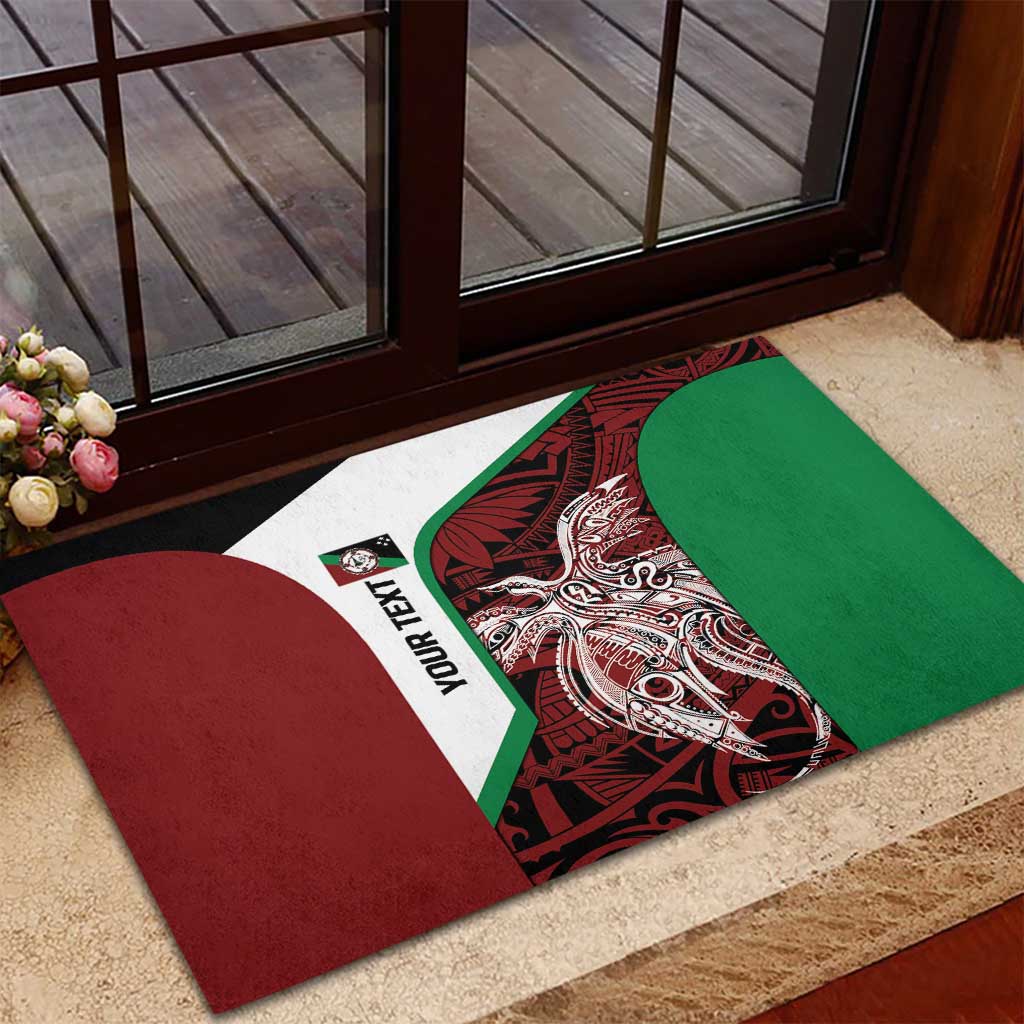 Personalised PNG East New Britain Province Rubber Doormat Bird of Paradise Tattoo Flag Motif - Polynesian Pride