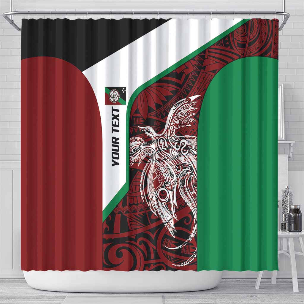 Personalised PNG East New Britain Province Shower Curtain Bird of Paradise Tattoo Flag Motif - Polynesian Pride