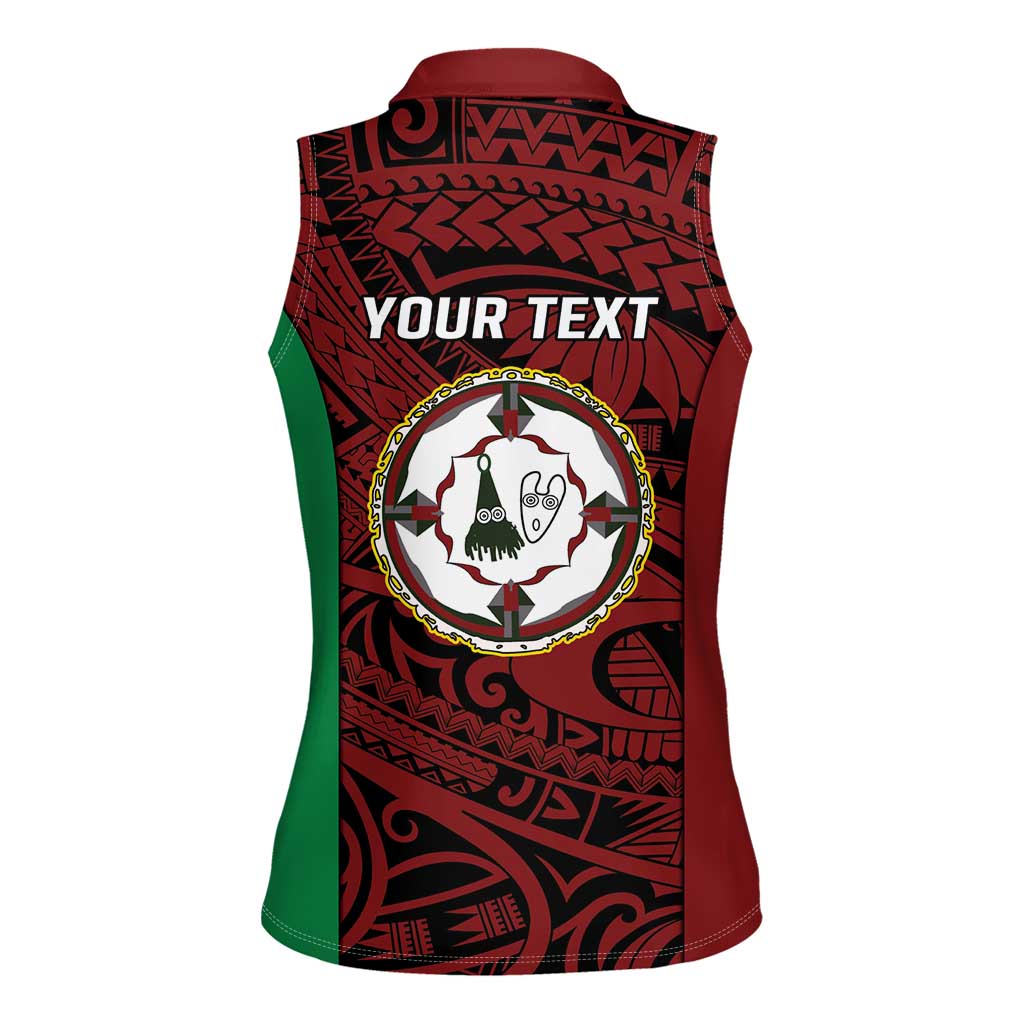 Personalised PNG East New Britain Province Women Sleeveless Polo Shirt Bird of Paradise Tattoo Flag Motif - Polynesian Pride