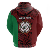 Personalised PNG East New Britain Province Zip Hoodie Bird of Paradise Tattoo Flag Motif - Polynesian Pride