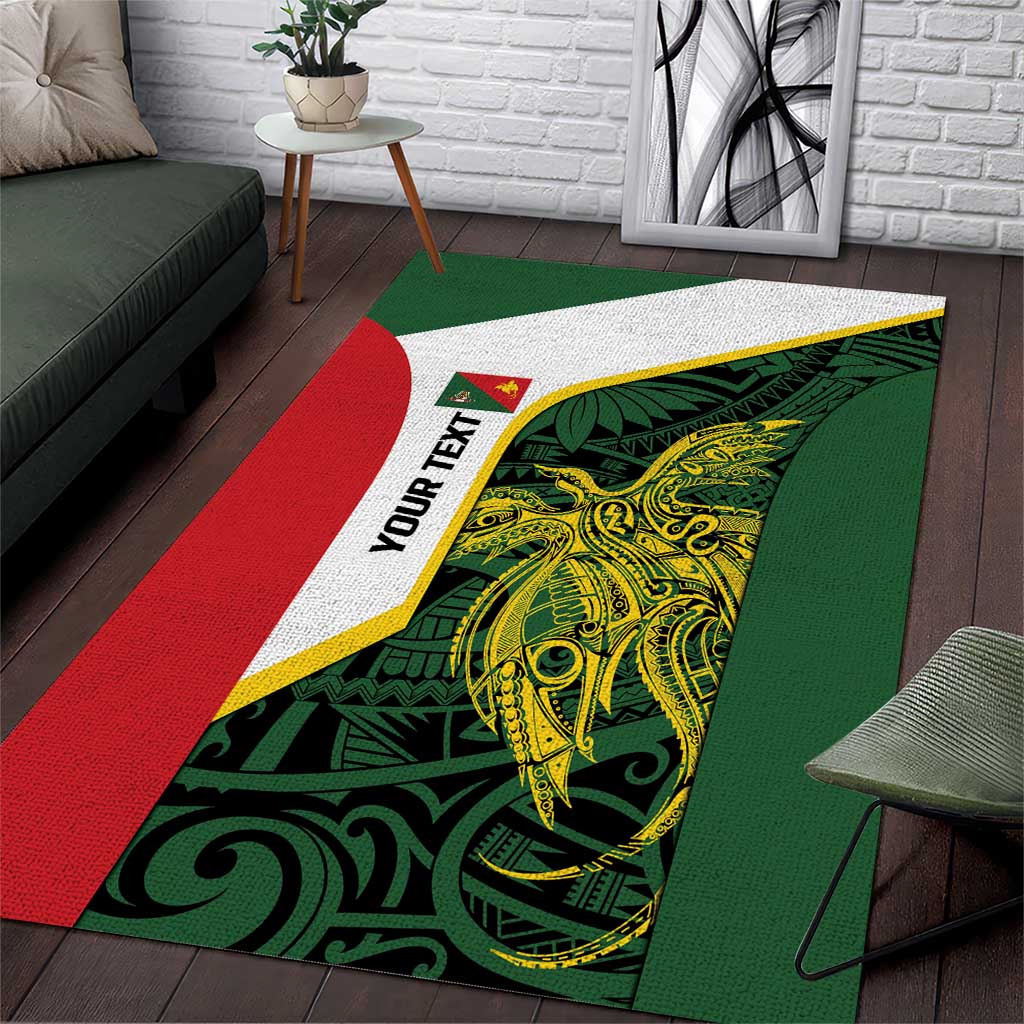 Personalised PNG East Sepik Province Area Rug Bird of Paradise Tattoo Flag Motif - Polynesian Pride
