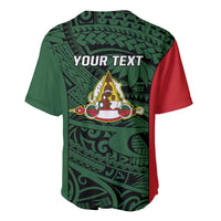 Personalised PNG East Sepik Province Baseball Jersey Bird of Paradise Tattoo Flag Motif - Polynesian Pride