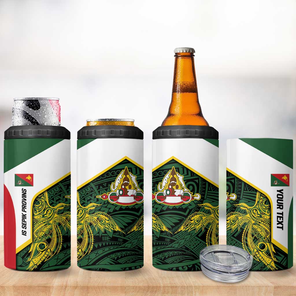 Personalised PNG East Sepik Province 4 in 1 Can Cooler Tumbler Bird of Paradise Tattoo Flag Motif - Polynesian Pride