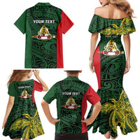 Personalised PNG East Sepik Province Family Matching Mermaid Dress and Hawaiian Shirt Bird of Paradise Tattoo Flag Motif - Polynesian Pride