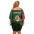 Personalised PNG East Sepik Province Family Matching Off Shoulder Short Dress and Hawaiian Shirt Bird of Paradise Tattoo Flag Motif - Polynesian Pride
