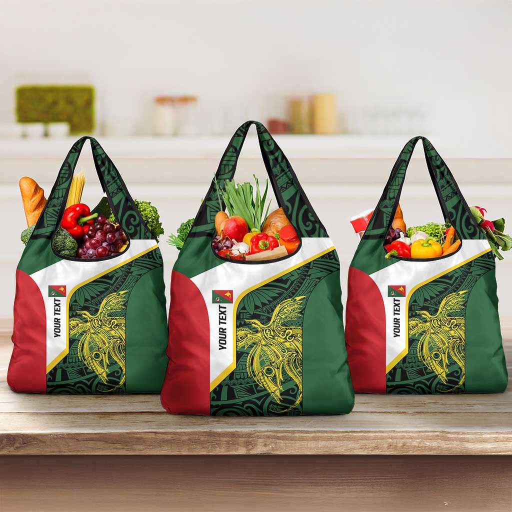 Personalised PNG East Sepik Province Grocery Bag Bird of Paradise Tattoo Flag Motif - Polynesian Pride