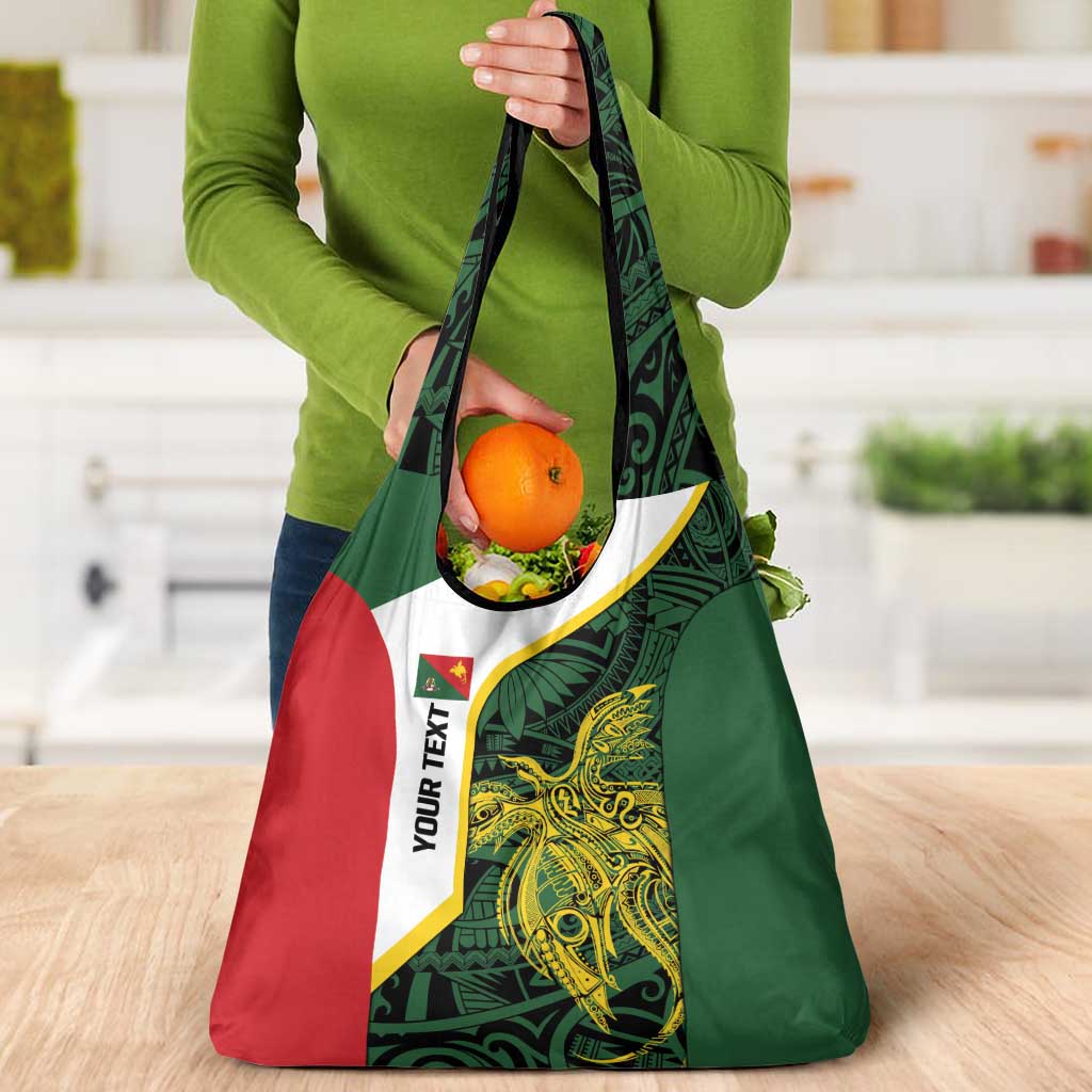Personalised PNG East Sepik Province Grocery Bag Bird of Paradise Tattoo Flag Motif - Polynesian Pride